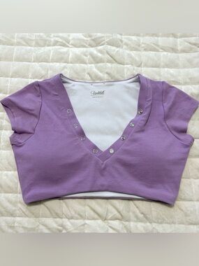 Bombshell Sportswear V-neck Button Crop Top / Sports Bra